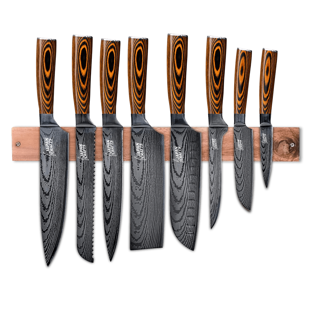 JapanCrafts® 8pcs Knifeset and Wooden Strip