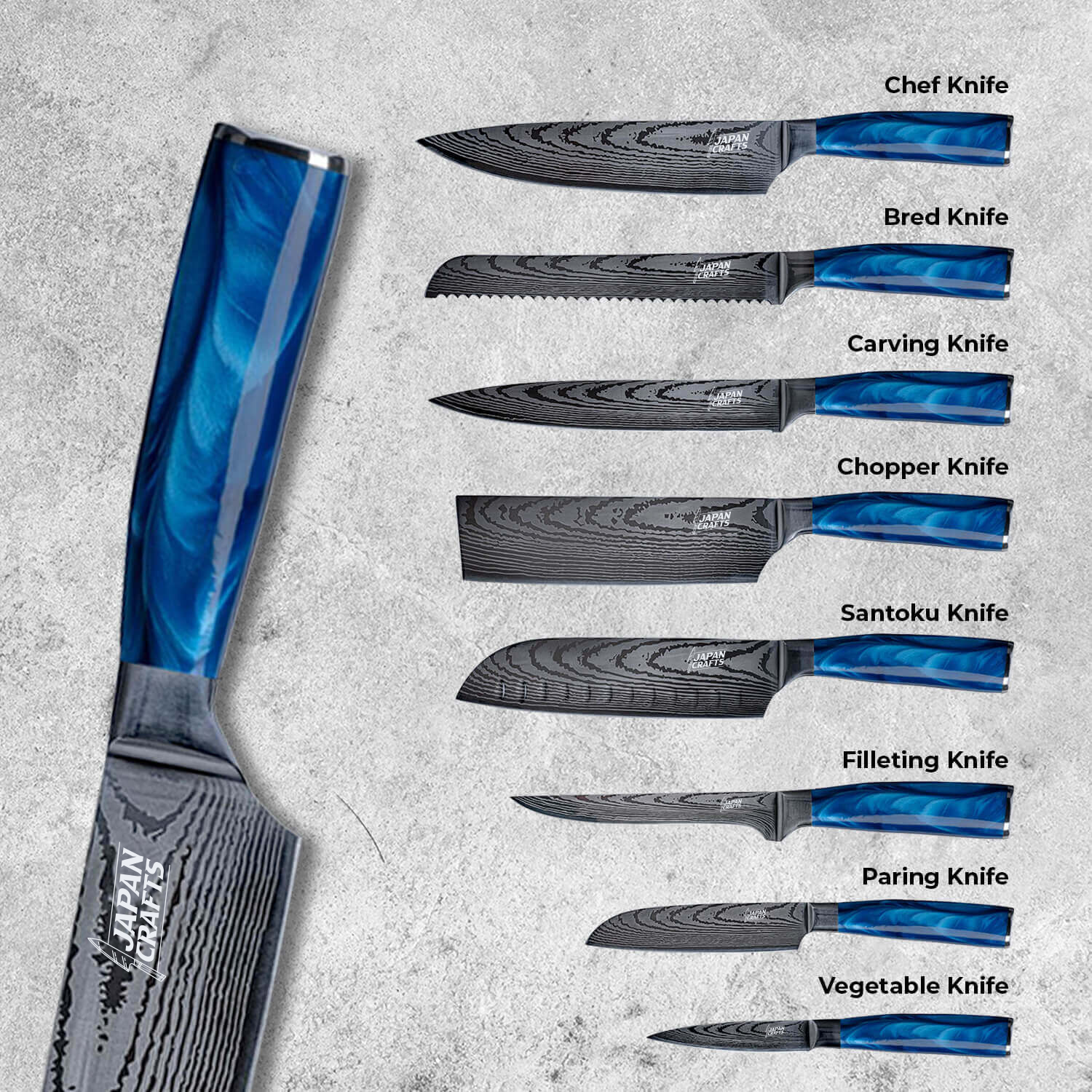 JapanCrafts 8pcs Knife Set